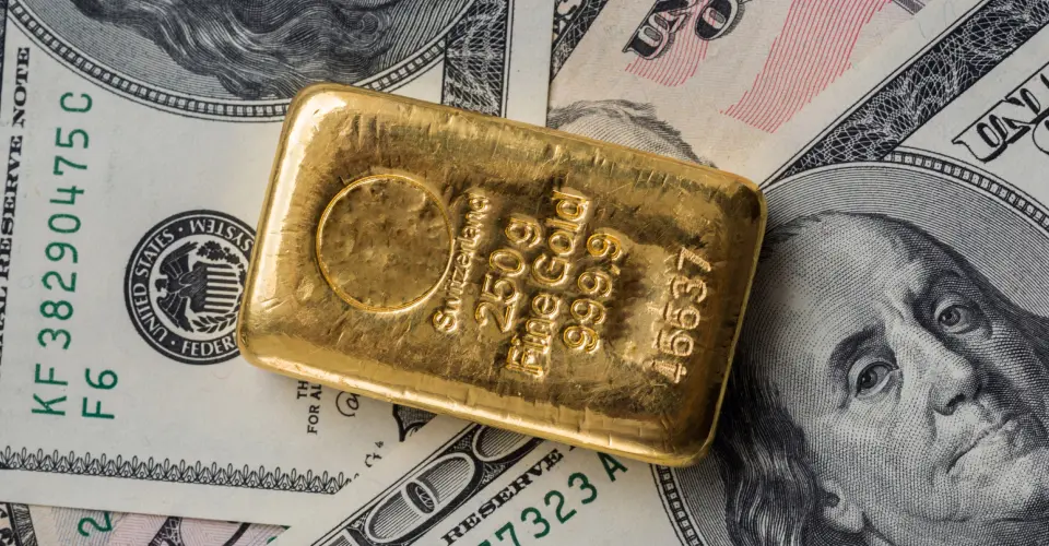 Gold Bar on Dollar Notes