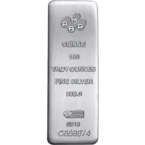 100oz PAMP Cast Silver Bar