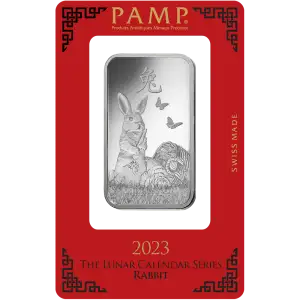 2023 1oz PAMP Silver Bar: Lunar Year of The Rabbit (2)